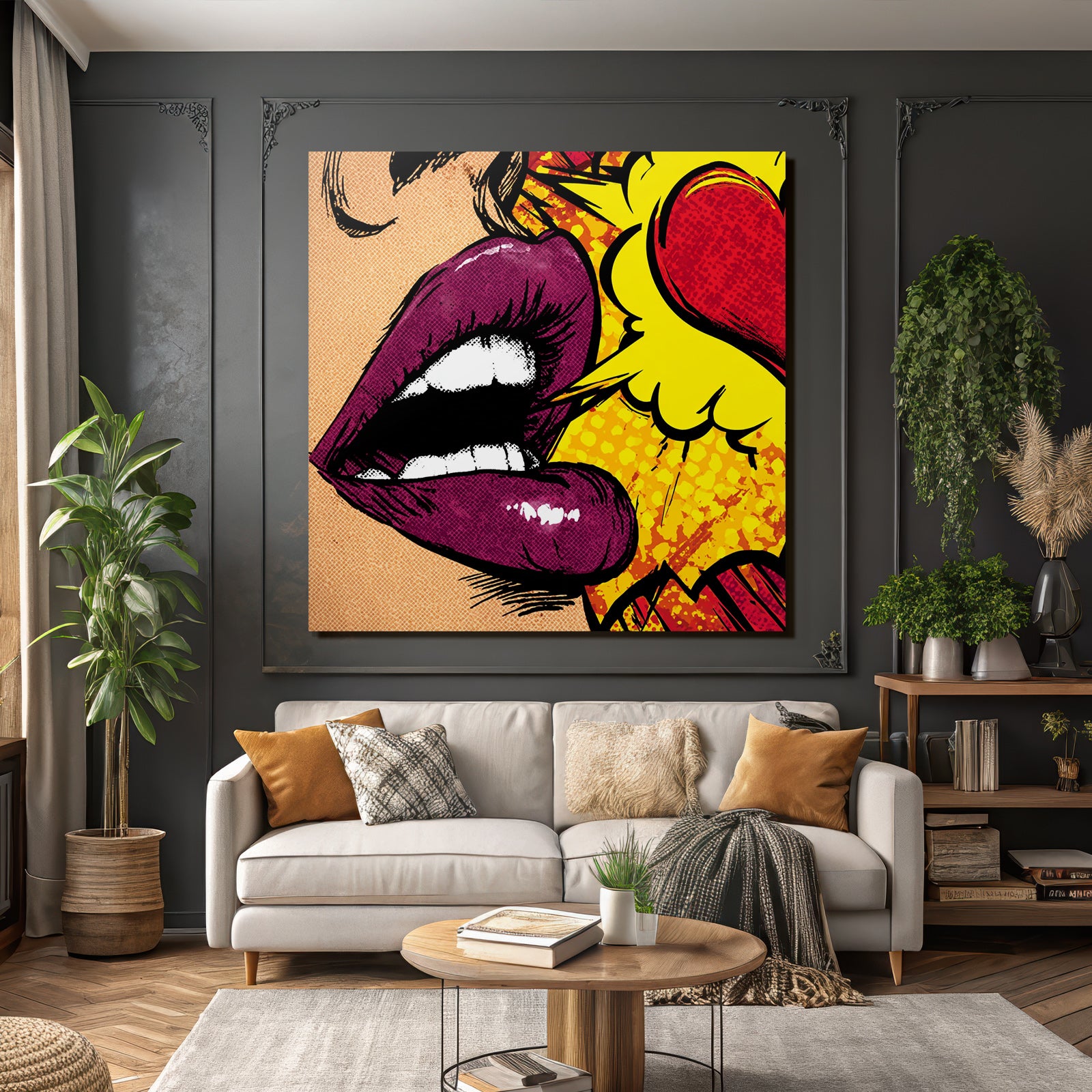 PopArt Nahaufnahme Frau Mund Popartstil Feurige Intensität