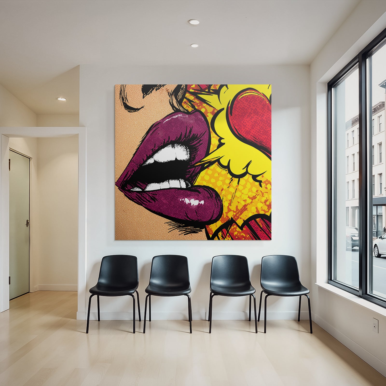 PopArt Nahaufnahme Frau Mund Popartstil Feurige Intensität