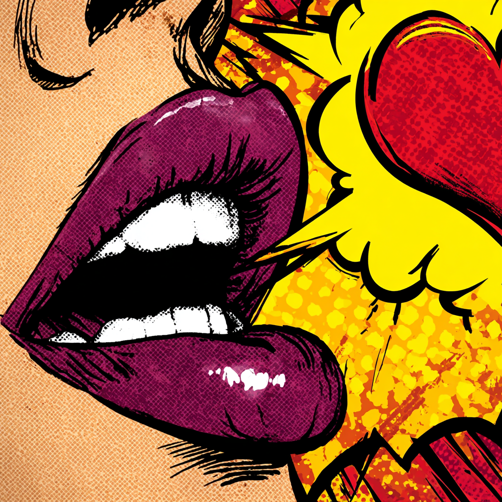 PopArt Nahaufnahme Frau Mund Popartstil Feurige Intensität | Pop Art | Stilrichtungen
