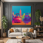PopArt Oranger Kocher Mit New York Skyline
