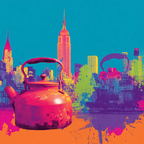 PopArt Oranger Kocher Mit New York Skyline | Pop Art | Stilrichtungen