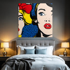PopArt Popart Stil Illustration Zwei Fraünfiguren Mit Klassischem Bogen Und Moderner Frisur