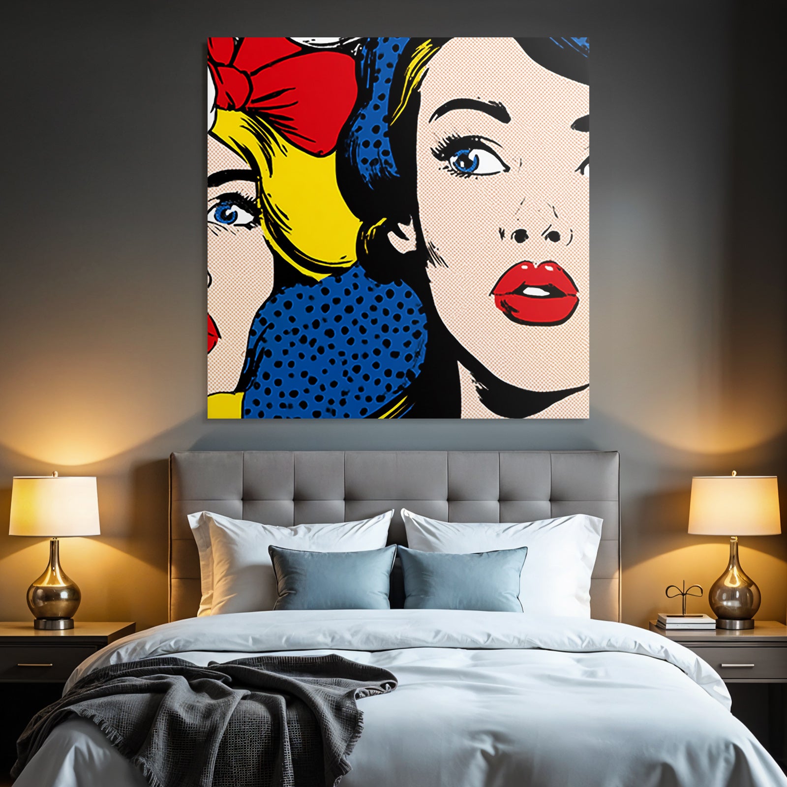 PopArt Popart Stil Illustration Zwei Fraünfiguren Mit Klassischem Bogen Und Moderner Frisur