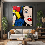 PopArt Popart Stil Illustration Zwei Fraünfiguren Mit Klassischem Bogen Und Moderner Frisur