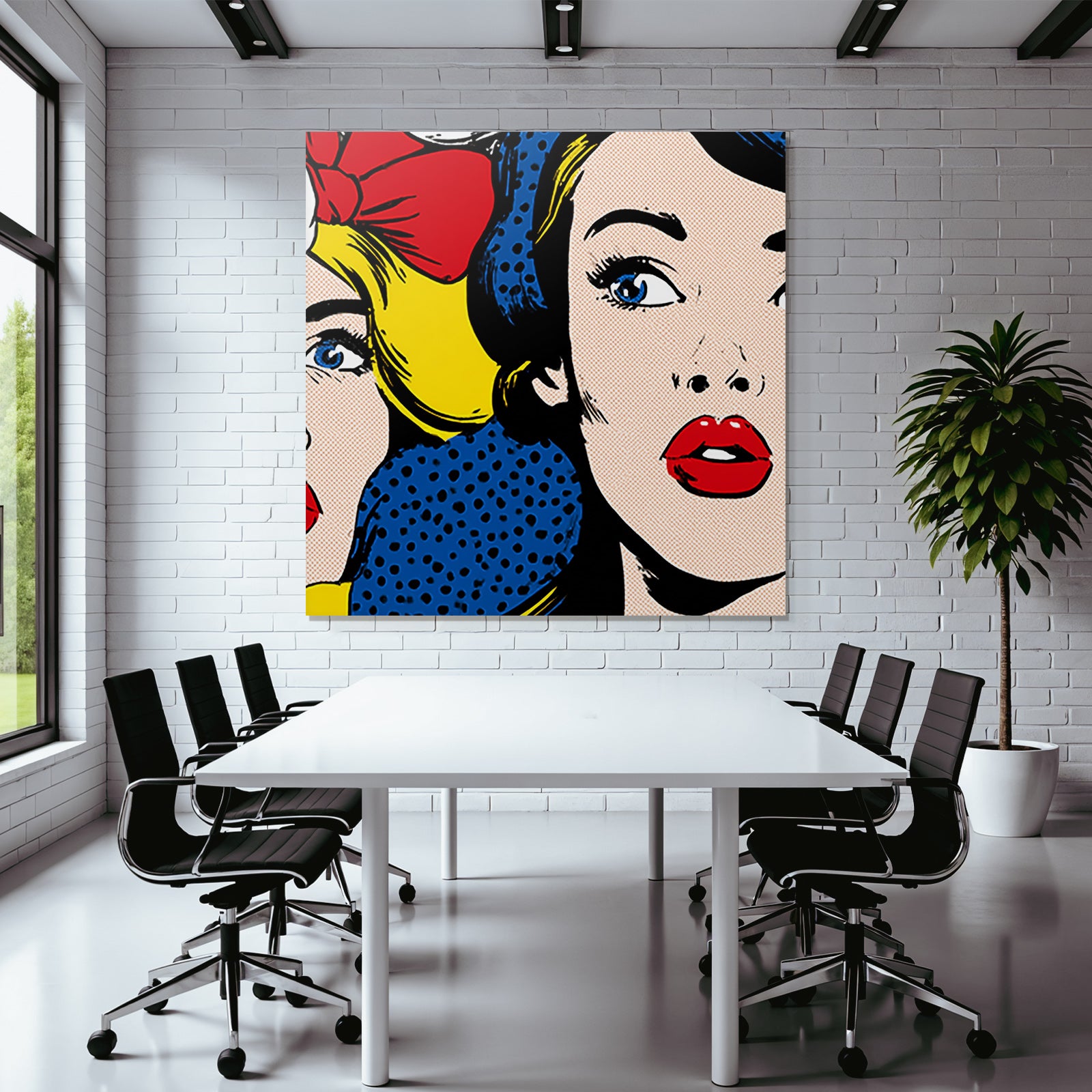 PopArt Popart Stil Illustration Zwei Fraünfiguren Mit Klassischem Bogen Und Moderner Frisur