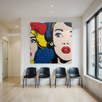 PopArt Popart Stil Illustration Zwei Fraünfiguren Mit Klassischem Bogen Und Moderner Frisur