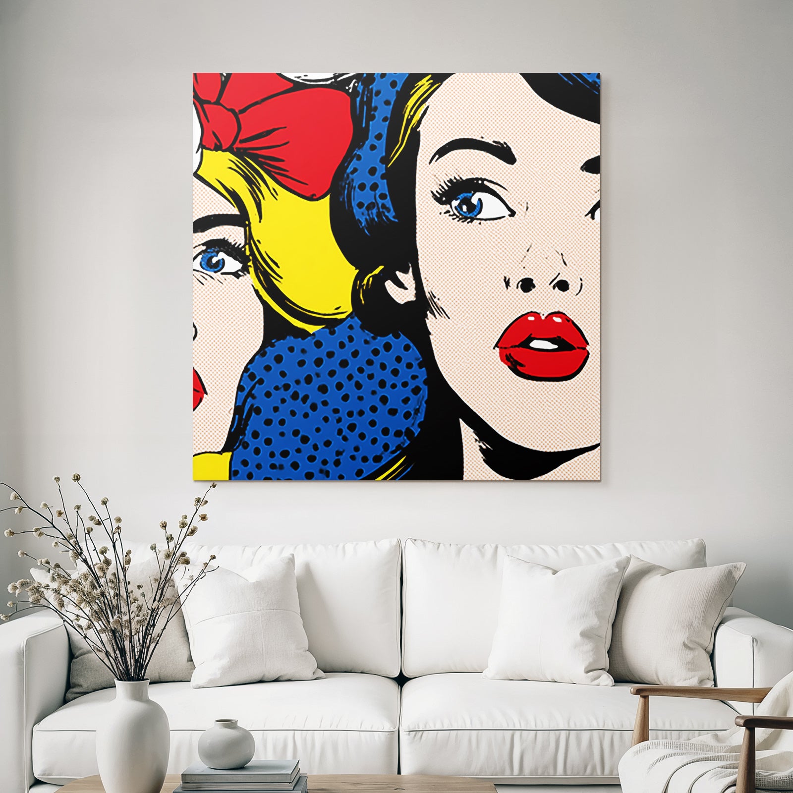 PopArt Popart Stil Illustration Zwei Fraünfiguren Mit Klassischem Bogen Und Moderner Frisur