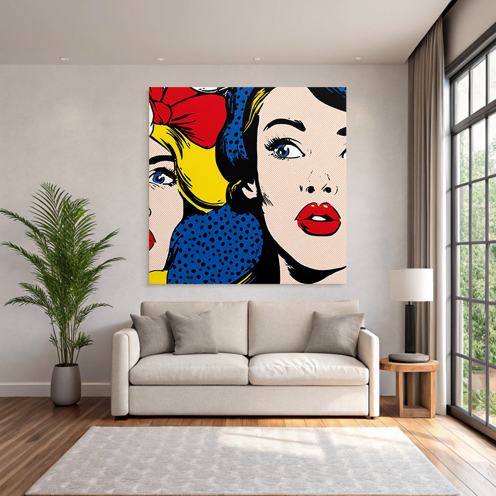 PopArt Popart Stil Illustration Zwei Fraünfiguren Mit Klassischem Bogen Und Moderner Frisur