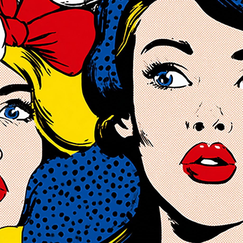 PopArt Popart Stil Illustration Zwei Fraünfiguren Mit Klassischem Bogen Und Moderner Frisur | Pop Art | Stilrichtungen