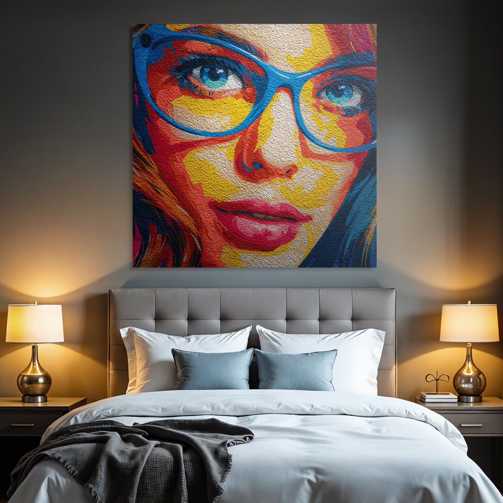 PopArt Stilisiertes Porträt Mit Ausdrucksstarken Augen Und Lippen