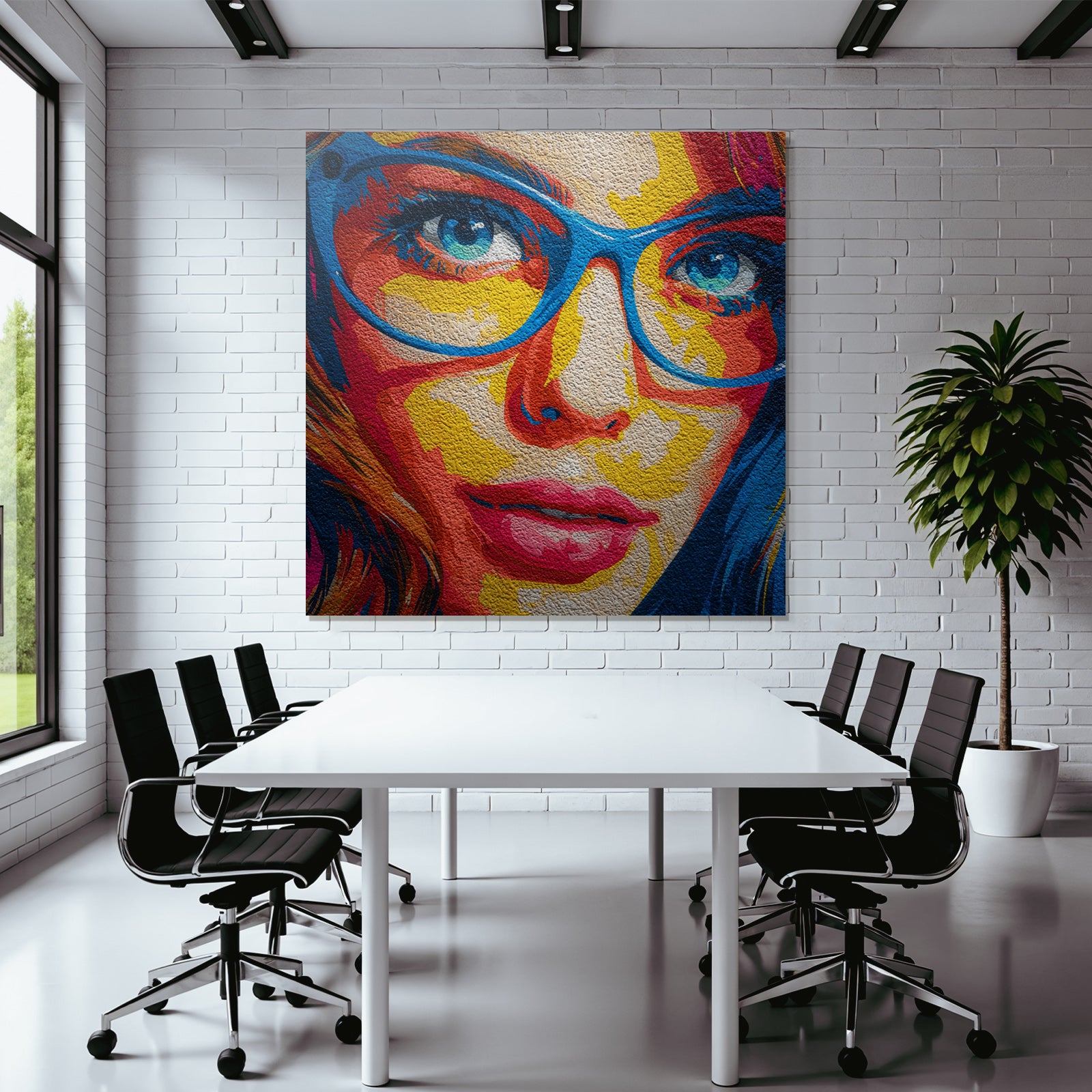 PopArt Stilisiertes Porträt Mit Ausdrucksstarken Augen Und Lippen