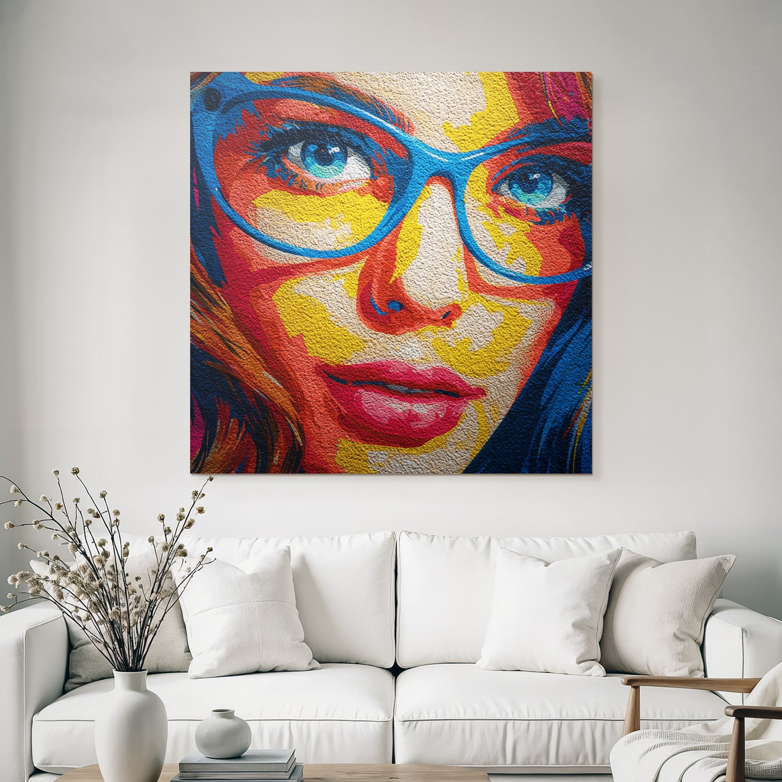 PopArt Stilisiertes Porträt Mit Ausdrucksstarken Augen Und Lippen