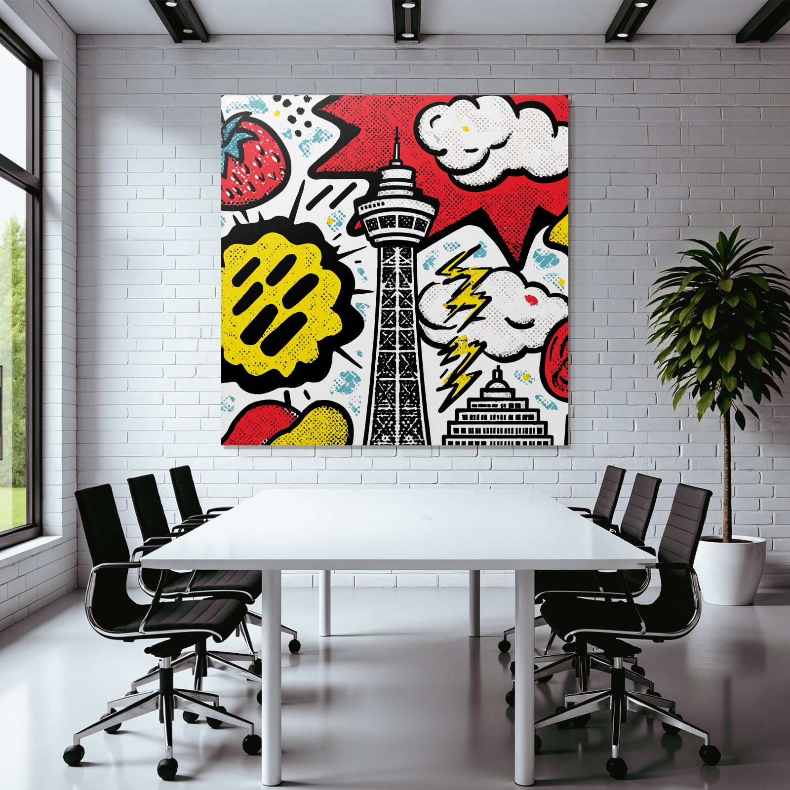 PopArt Turm Mit Wolken Und Blitz Erdbeere Und Tomate Popart