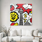 PopArt Turm Mit Wolken Und Blitz Erdbeere Und Tomate Popart