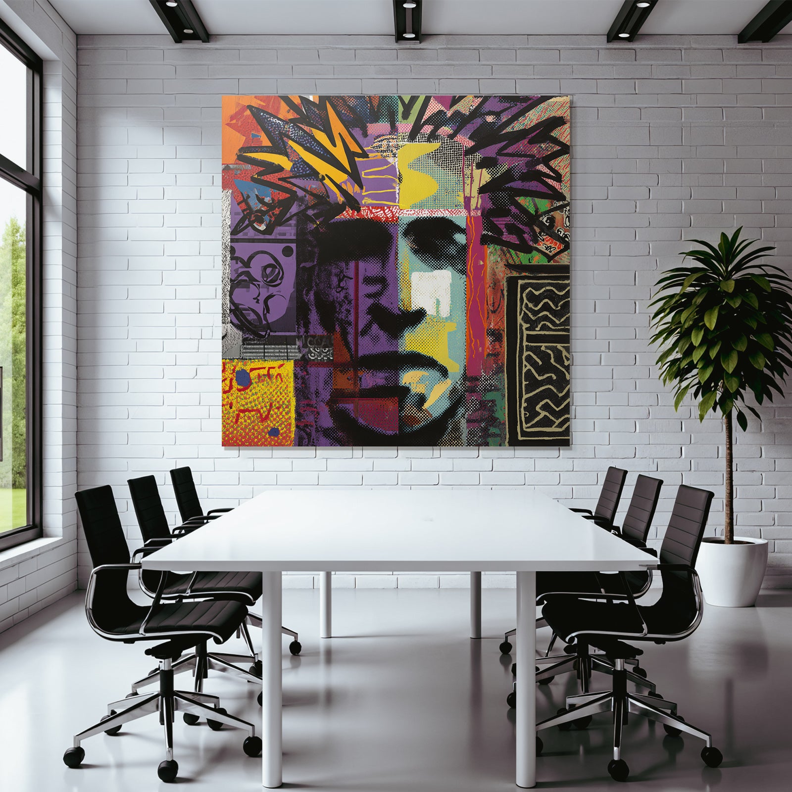 PopArt Vibrantes Und Abstraktes Kunstwerk Stilisiertes Gesicht Mit Popart Und Graffiti