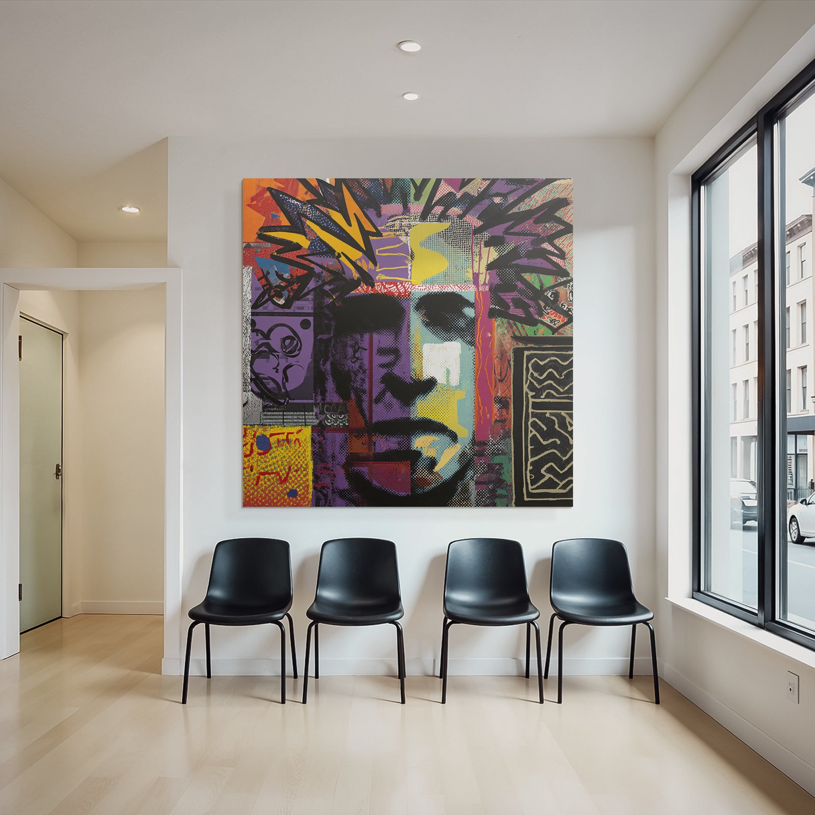 PopArt Vibrantes Und Abstraktes Kunstwerk Stilisiertes Gesicht Mit Popart Und Graffiti