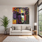 PopArt Vibrantes Und Abstraktes Kunstwerk Stilisiertes Gesicht Mit Popart Und Graffiti