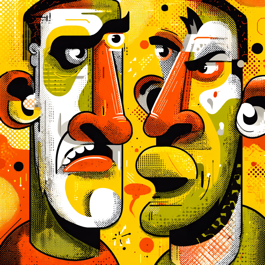 PopArt Zwei Gesichter Im Abstrakten Stil Mit Dynamischem Hintergrund | Pop Art | Stilrichtungen