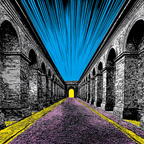 PopArt Illustration Farbenfroher Bogenflur Mit Hellgelbem Tor | Pop Art | Stilrichtungen