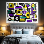 PopArt Abstrakte Komposition Geometrische Formen Lila Gelb Schwarz Türkis