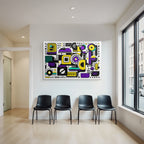PopArt Abstrakte Komposition Geometrische Formen Lila Gelb Schwarz Türkis