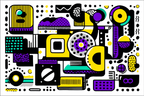 PopArt Abstrakte Komposition Geometrische Formen Lila Gelb Schwarz Türkis | Pop Art | Stilrichtungen