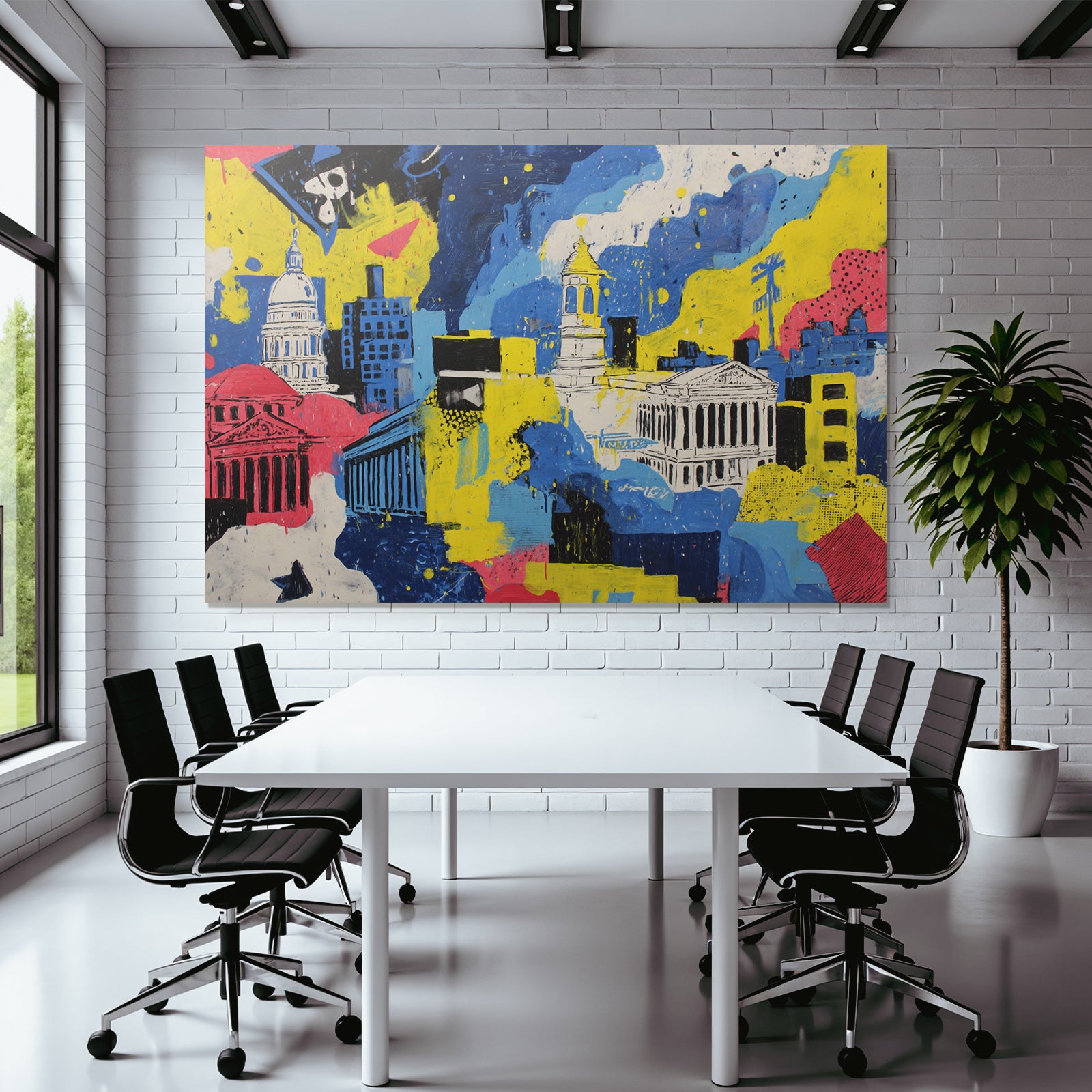 PopArt Abstrakte Kunststadt Mit Farbenfrohen Gebaeuden