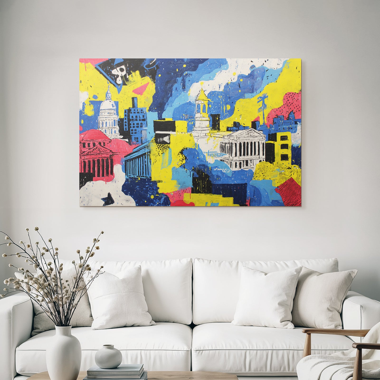 PopArt Abstrakte Kunststadt Mit Farbenfrohen Gebaeuden