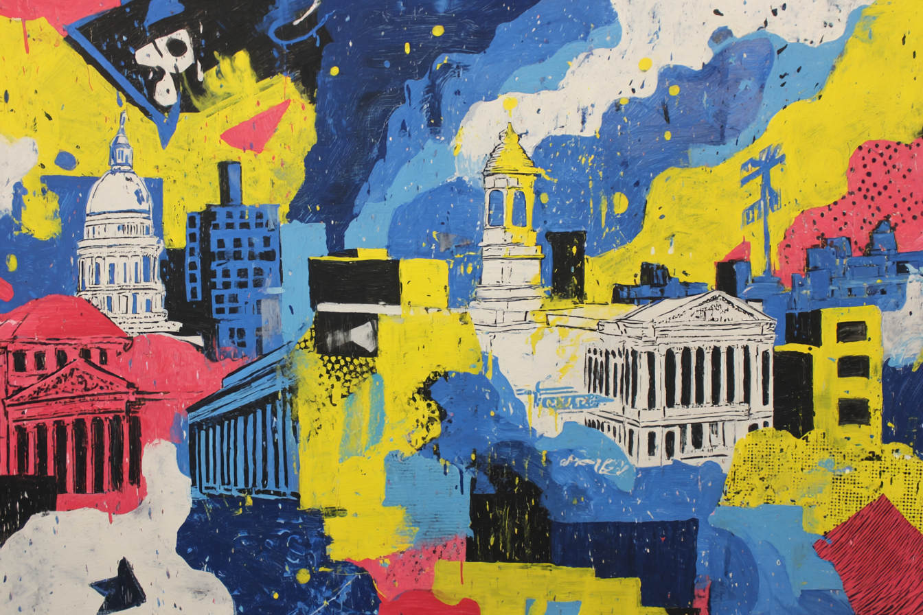 PopArt Abstrakte Kunststadt Mit Farbenfrohen Gebaeuden | Pop Art | Stilrichtungen