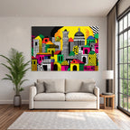 PopArt Abstrakte Stadtlandschaft Mit Bunten Mustern