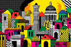 PopArt Abstrakte Stadtlandschaft Mit Bunten Mustern | Pop Art | Stilrichtungen