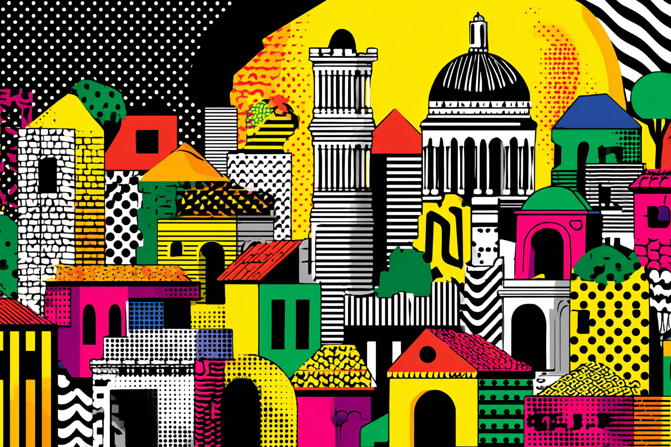 PopArt Abstrakte Stadtlandschaft Mit Bunten Mustern | Pop Art | Stilrichtungen