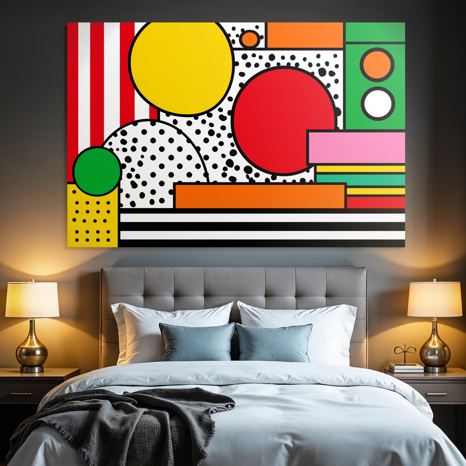 PopArt Abstraktes Design Mit Farbenfrohen Geometrischen Formen