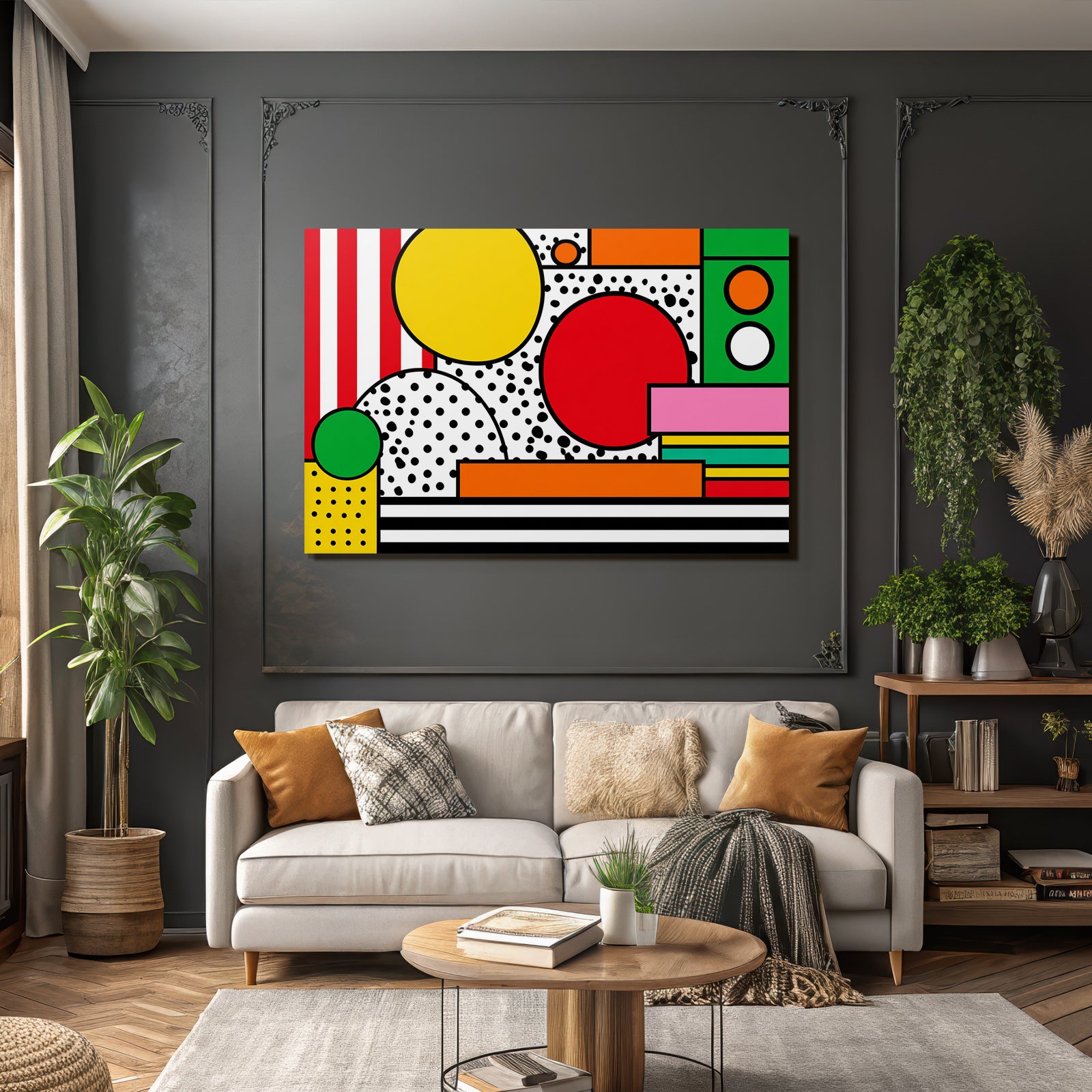 PopArt Abstraktes Design Mit Farbenfrohen Geometrischen Formen