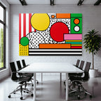PopArt Abstraktes Design Mit Farbenfrohen Geometrischen Formen