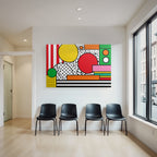 PopArt Abstraktes Design Mit Farbenfrohen Geometrischen Formen