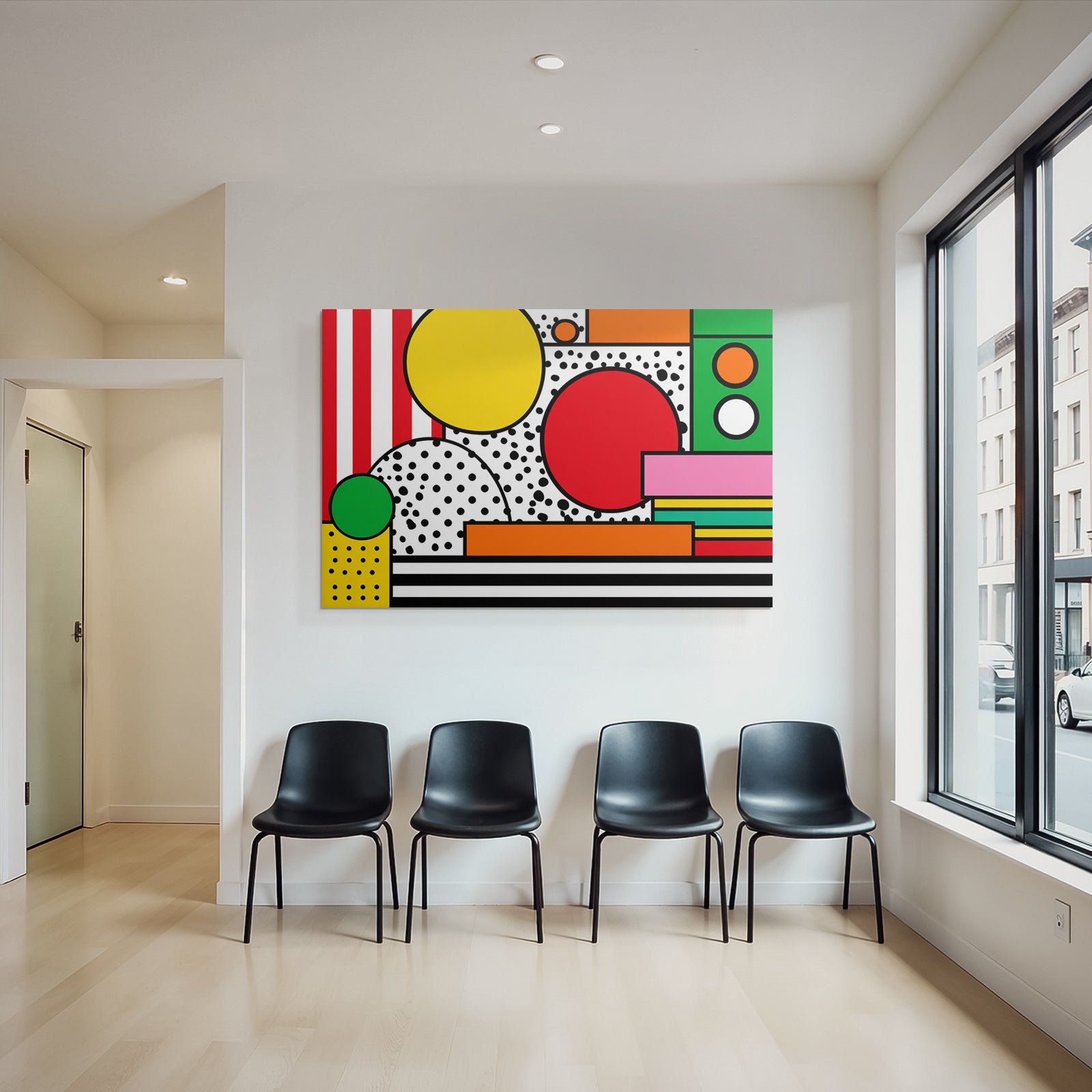 PopArt Abstraktes Design Mit Farbenfrohen Geometrischen Formen