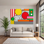 PopArt Abstraktes Design Mit Farbenfrohen Geometrischen Formen