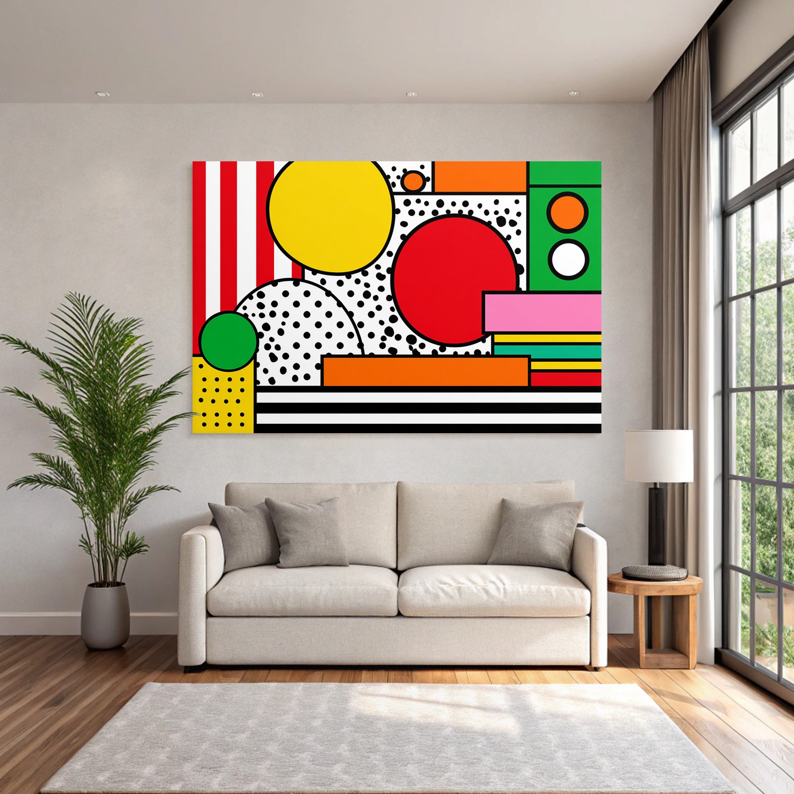 PopArt Abstraktes Design Mit Farbenfrohen Geometrischen Formen