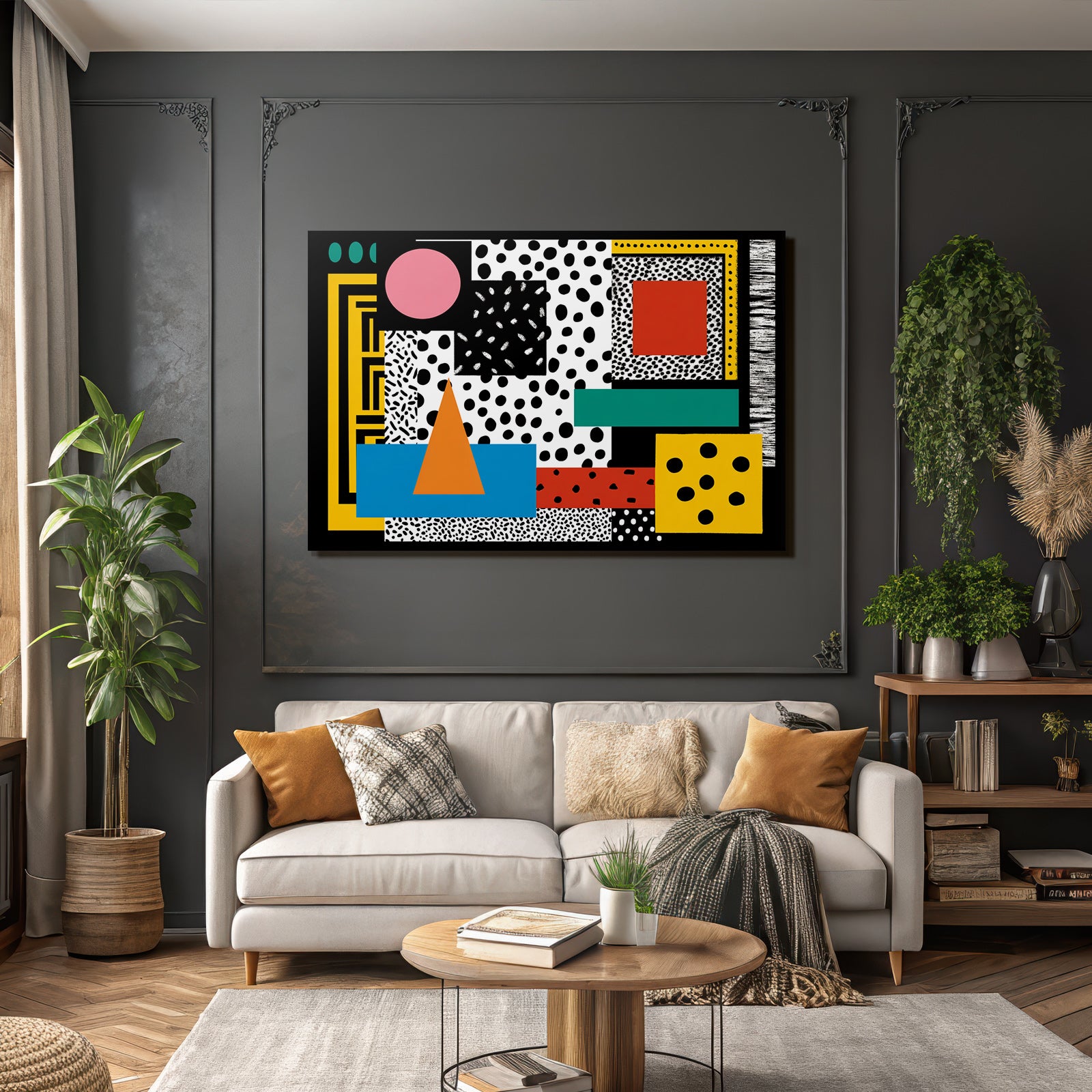 PopArt Abstraktes Design Mit Geometrischen Formen Und Mustern