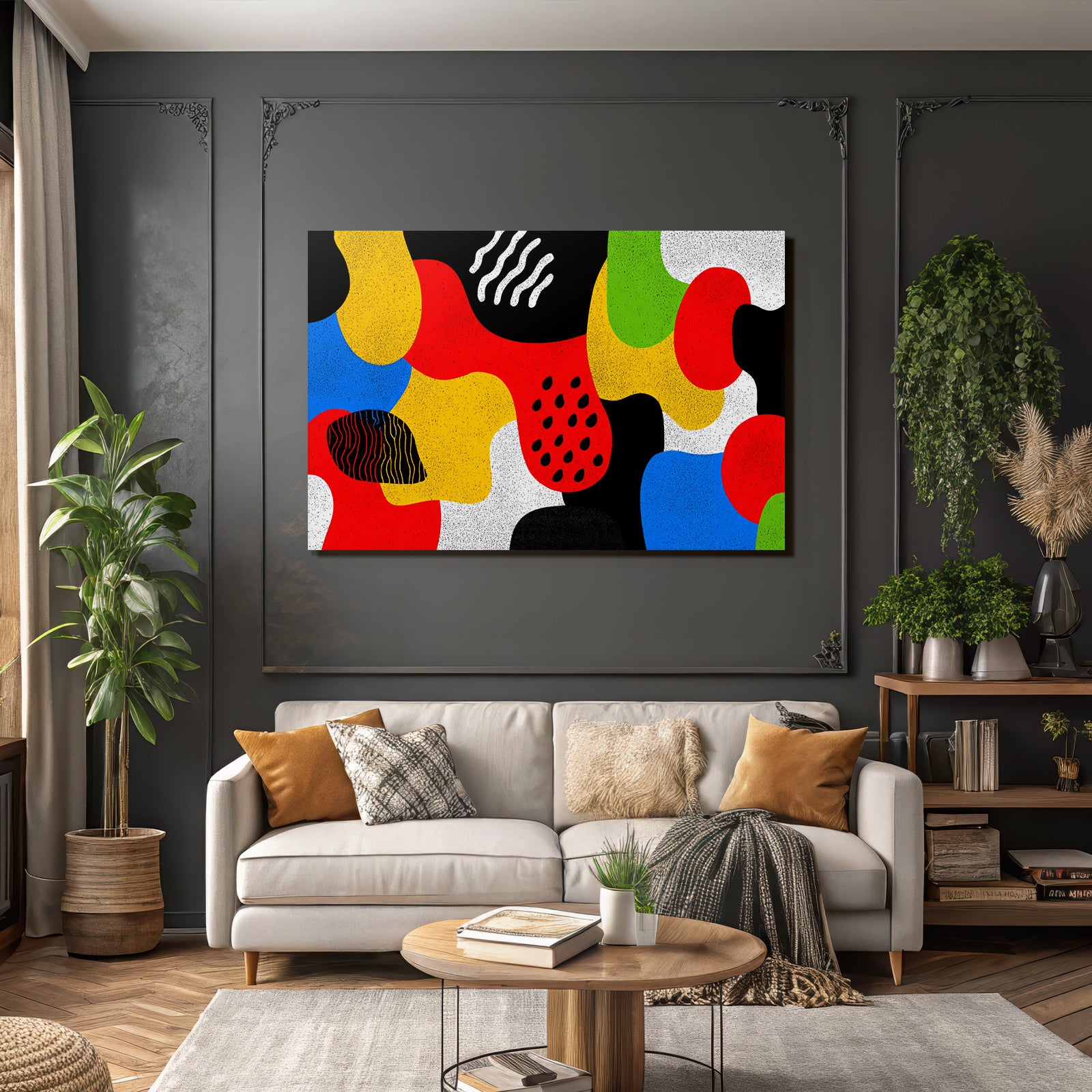 PopArt Abstraktes Kunstwerk Mit Bunten Formen Und Mustern