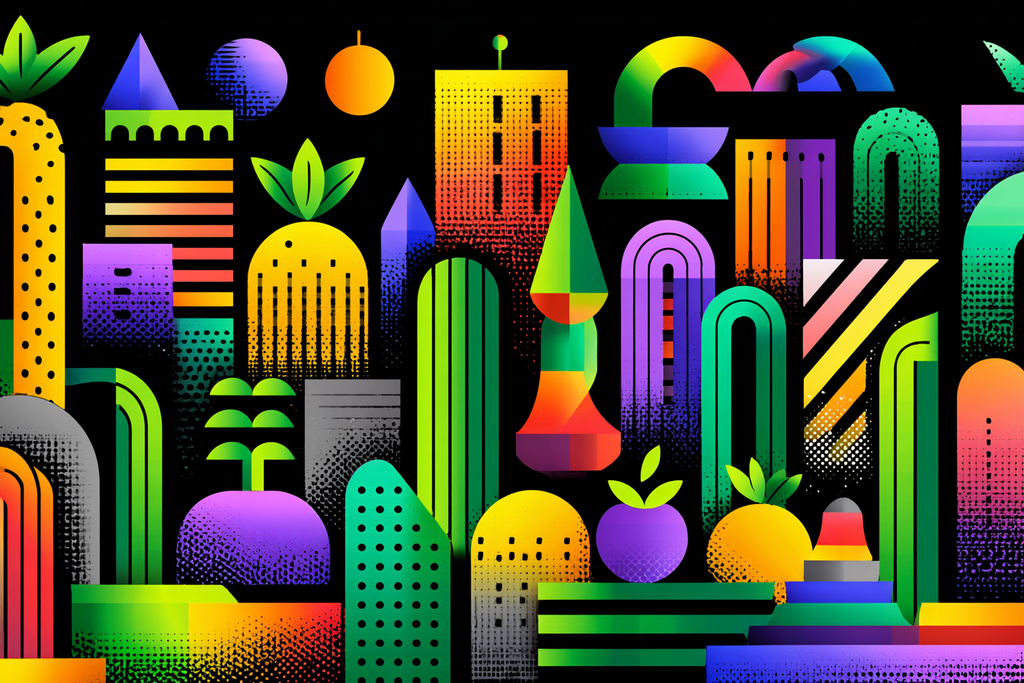 PopArt Buntes Abstraktes Design Geometrische Formen Pflanzen Früchte | Pop Art | Stilrichtungen
