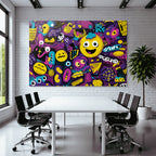 PopArt Buntes Abstraktes Design Mit Cartoonfiguren Und Spielerischen Elementen