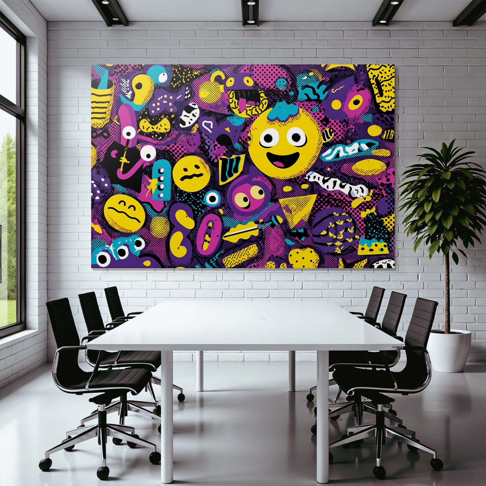 PopArt Buntes Abstraktes Design Mit Cartoonfiguren Und Spielerischen Elementen