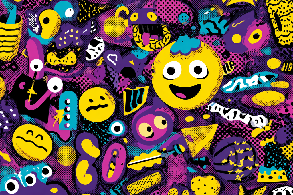 PopArt Buntes Abstraktes Design Mit Cartoonfiguren Und Spielerischen Elementen | Pop Art | Stilrichtungen