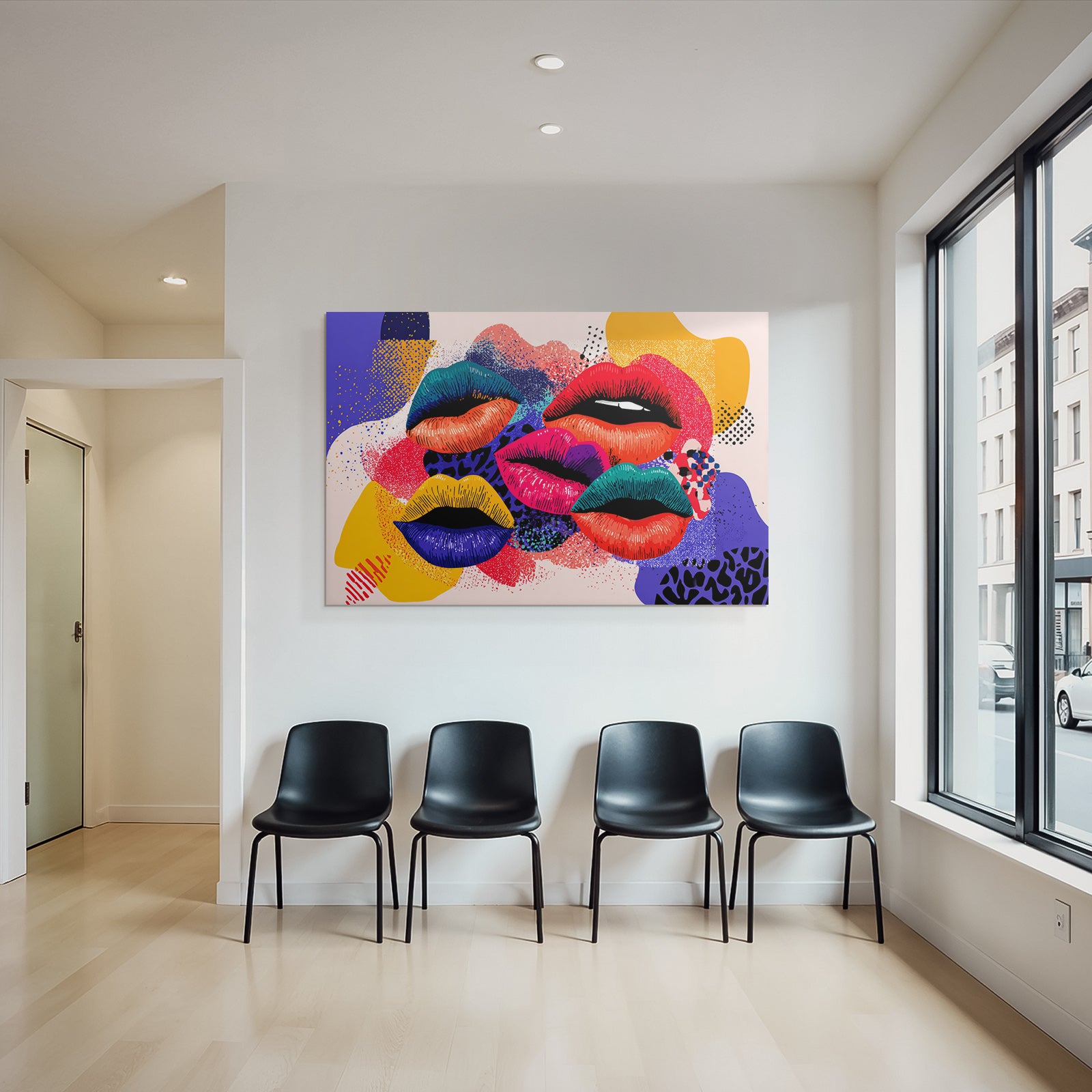 PopArt Farbenfrohe Lippen Und Abstrakte Muster