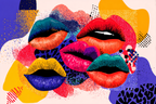 PopArt Farbenfrohe Lippen Und Abstrakte Muster | Pop Art | Stilrichtungen