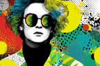 PopArt Künstlerische Illustration Figur Mit Bunten Haaren Und Sonnenbrille | Pop Art | Stilrichtungen