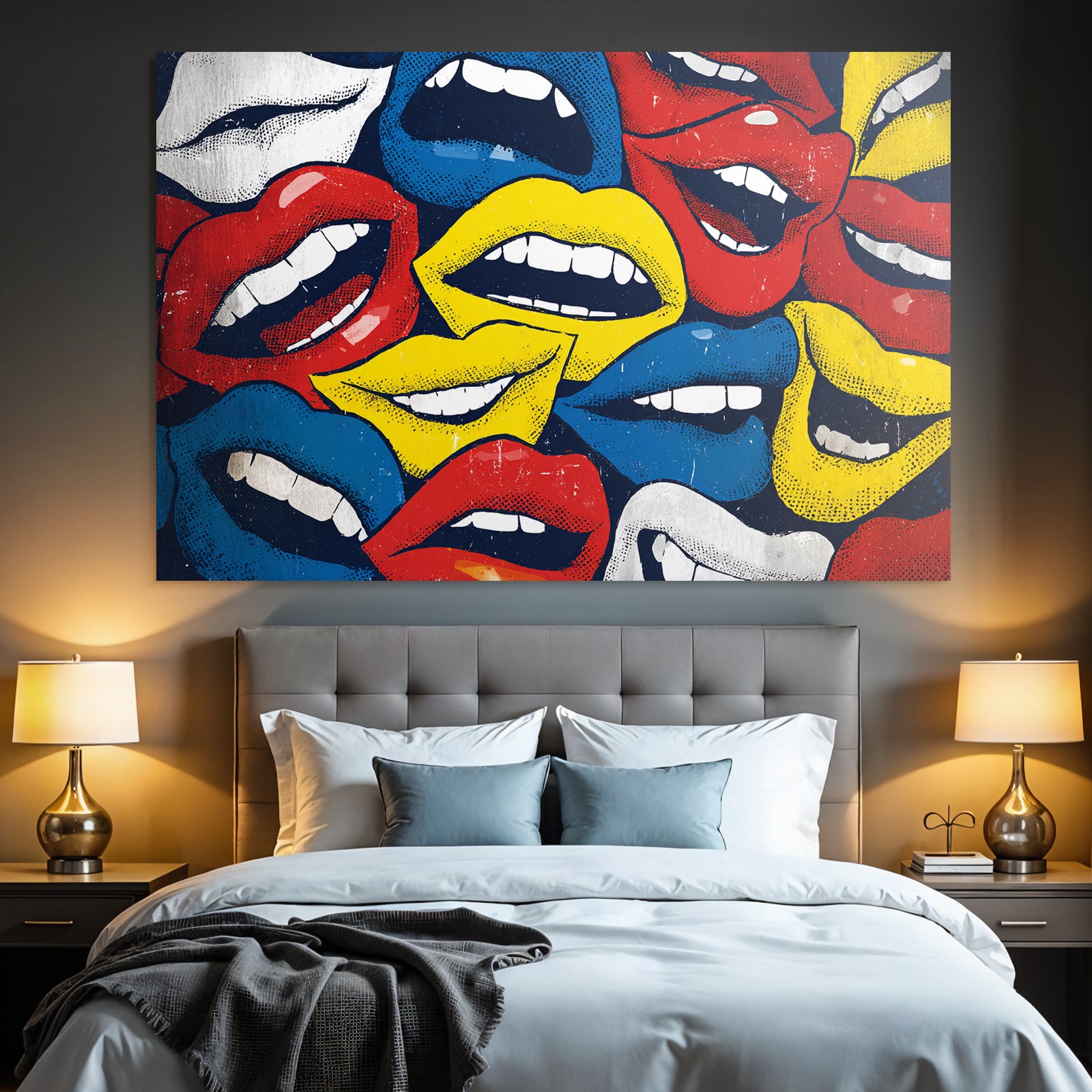 PopArt Lebendige Bunte Lippen Collage Von