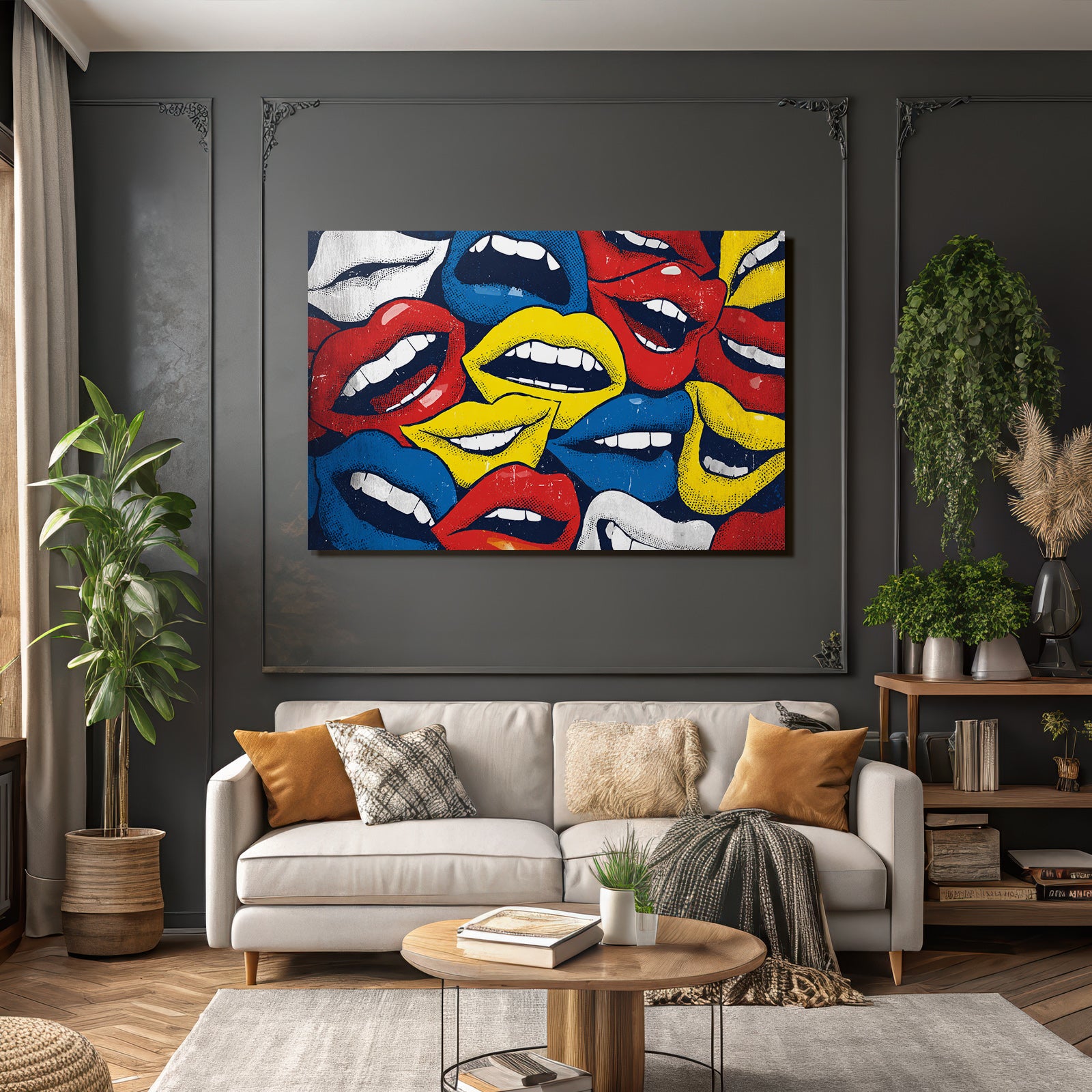 PopArt Lebendige Bunte Lippen Collage Von